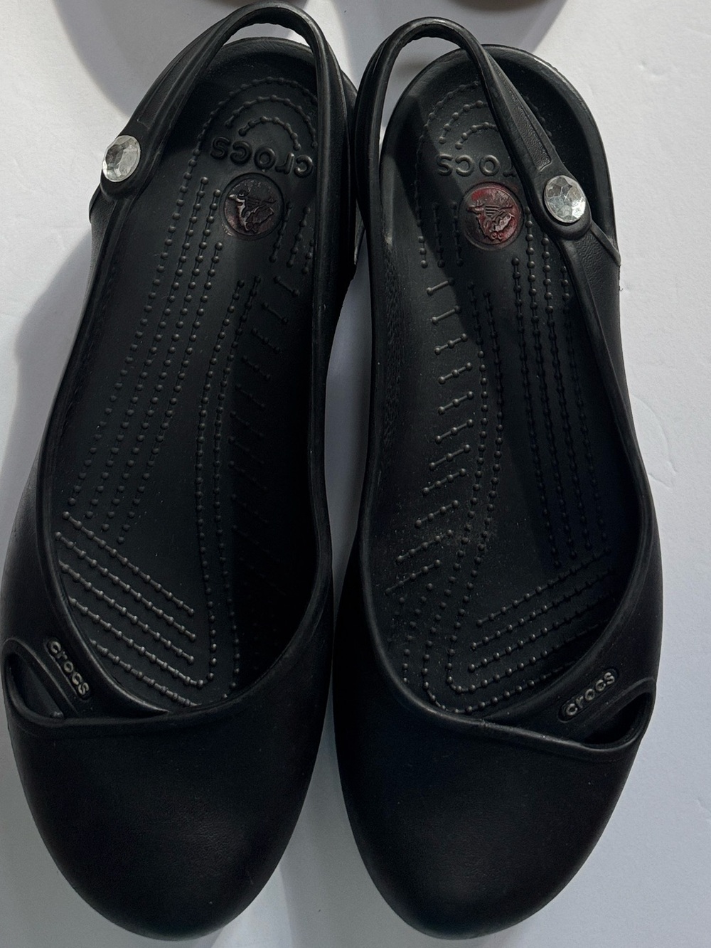 CROCS Slingback Ballet Slingback Flats Jewel Cutout Olivia Black b Womens size 8 - Picture 13 of 14